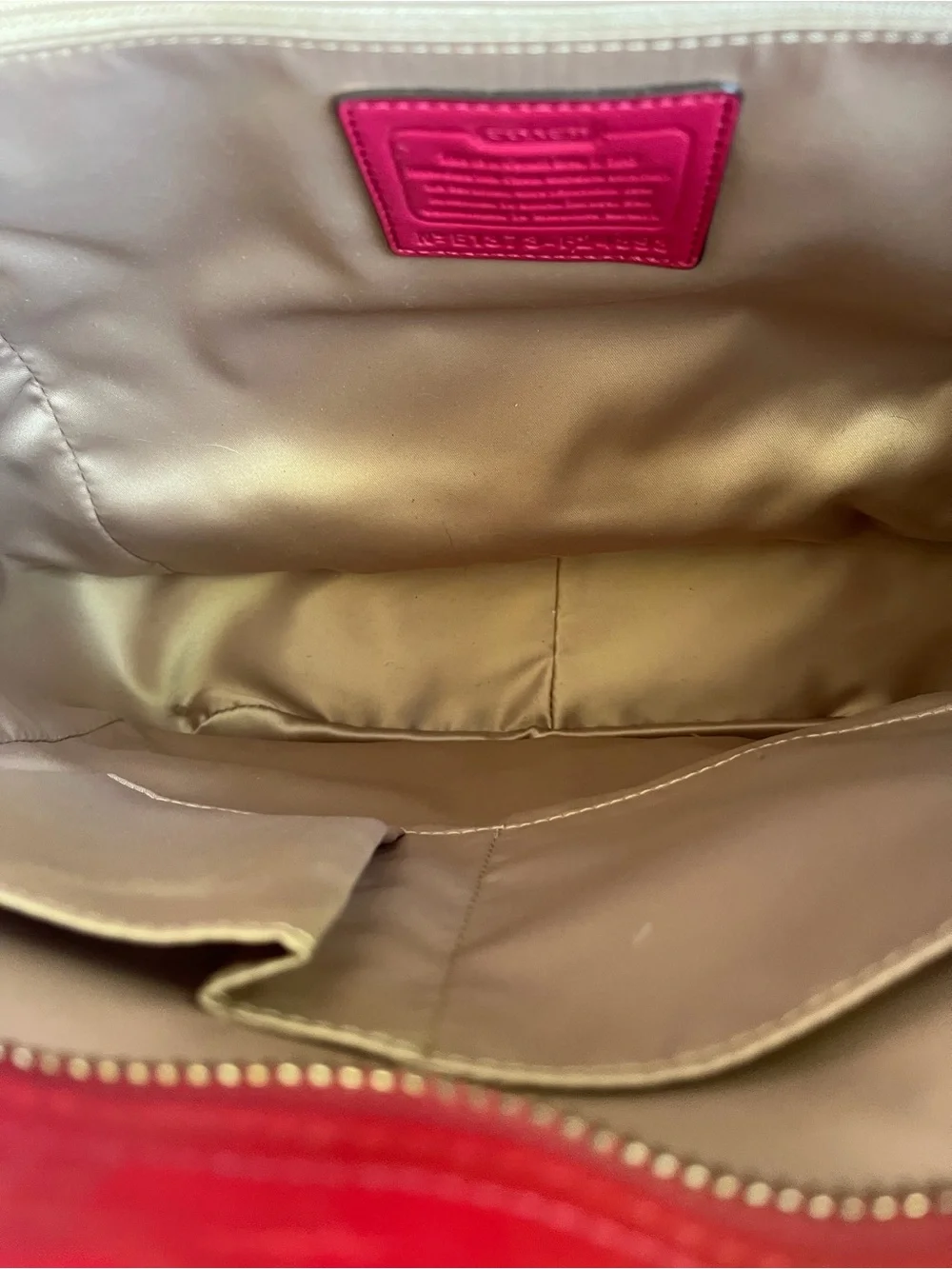 Coach Red Patent Leather Shoulder Tote
